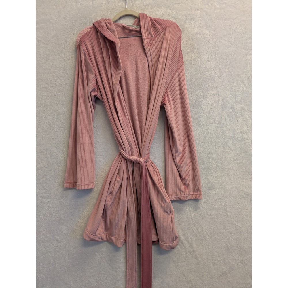Better Living Robes Pink‎ Hooded Spa Bath Robe Belted Lounger Sleepwear Small